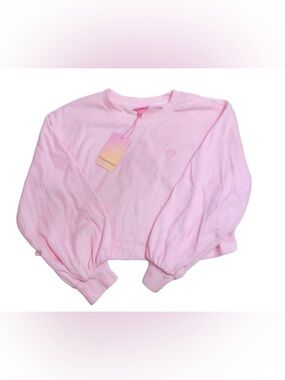 Stoney Clover Lane terry cloth pink cropped pullover women’s size Small